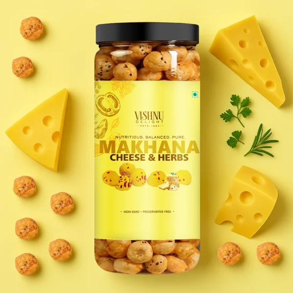 Savory Cheese and Herb Makhana Snack Jar – 90 gm