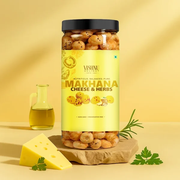 Premium Cheese & Herbs Makhana 90 gm Jar for Snacking