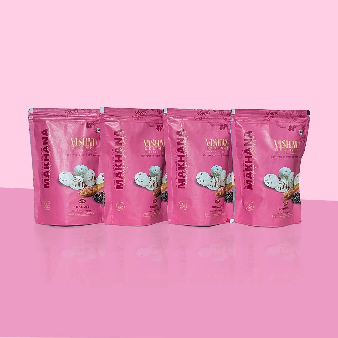 Healthy roasted fox nuts protein rich makhana salt pepper flavor