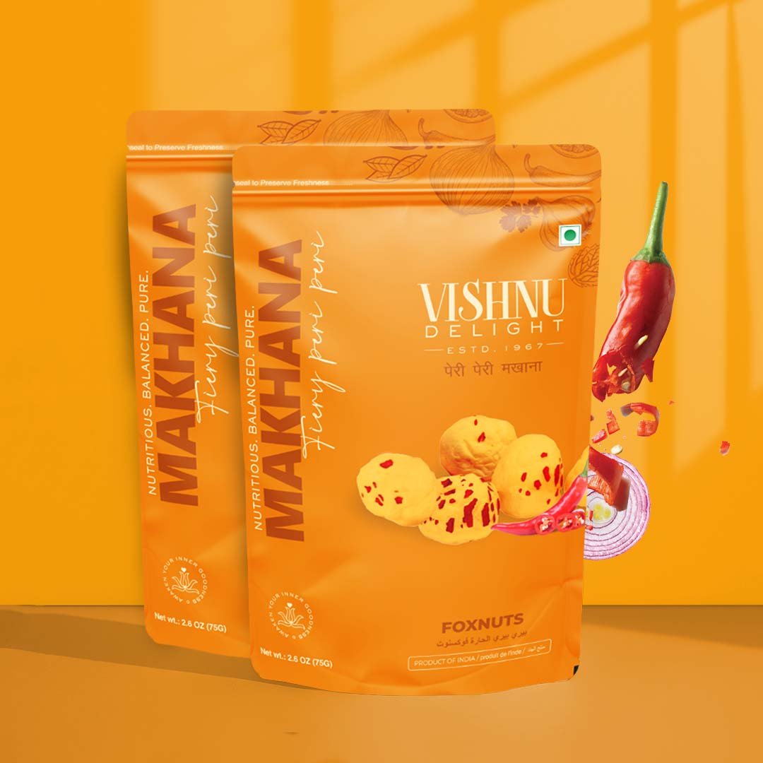 Perfect party snack roasted peri peri organic makhana pouch