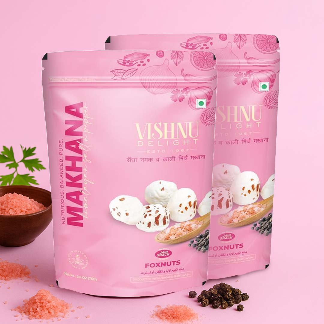 Vishnu Delight Organic Himalayan Salt Pepper Roasted Makhana 2 Pack
