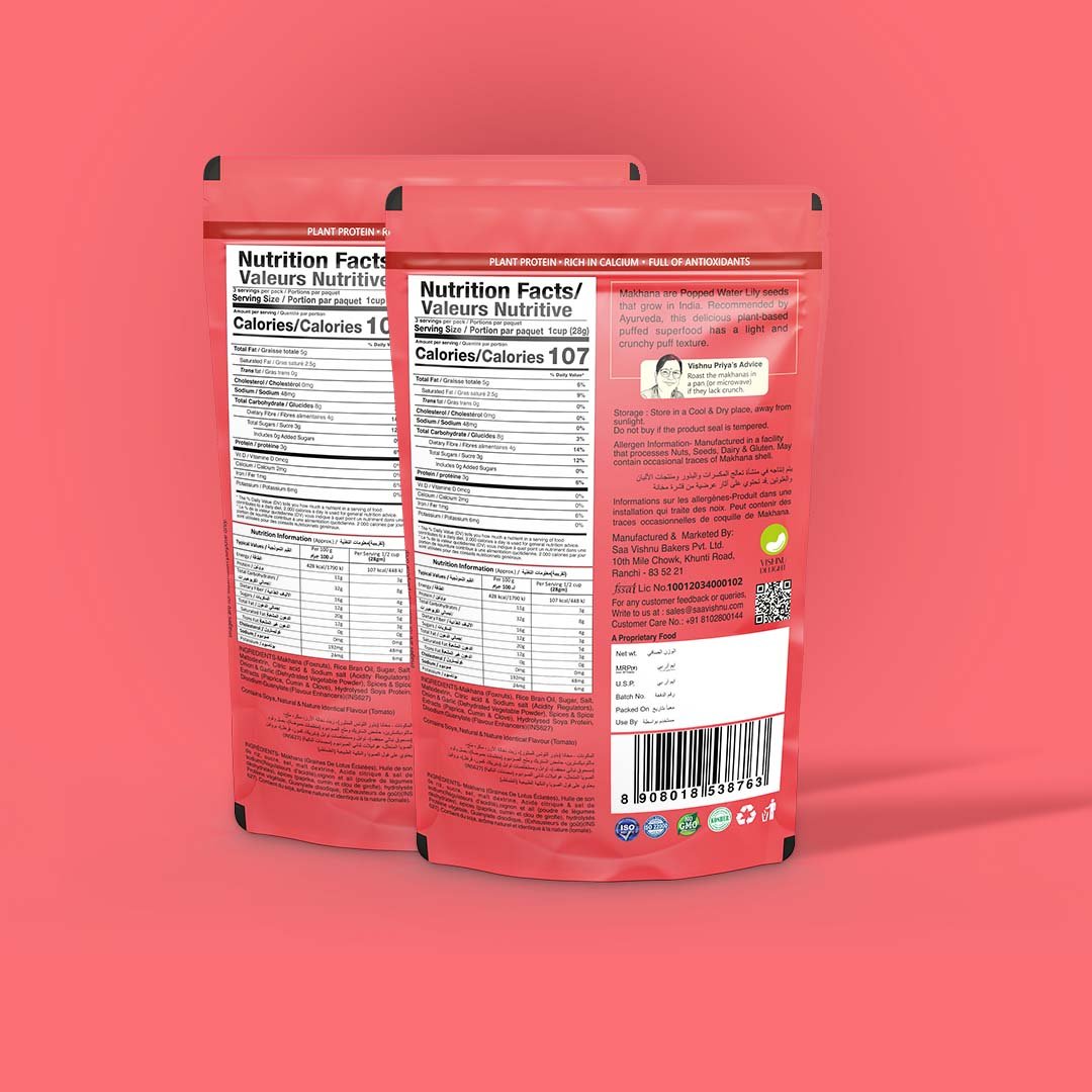 Vishnu Delight roasted fox nuts tomato treat flavor tasty crunch