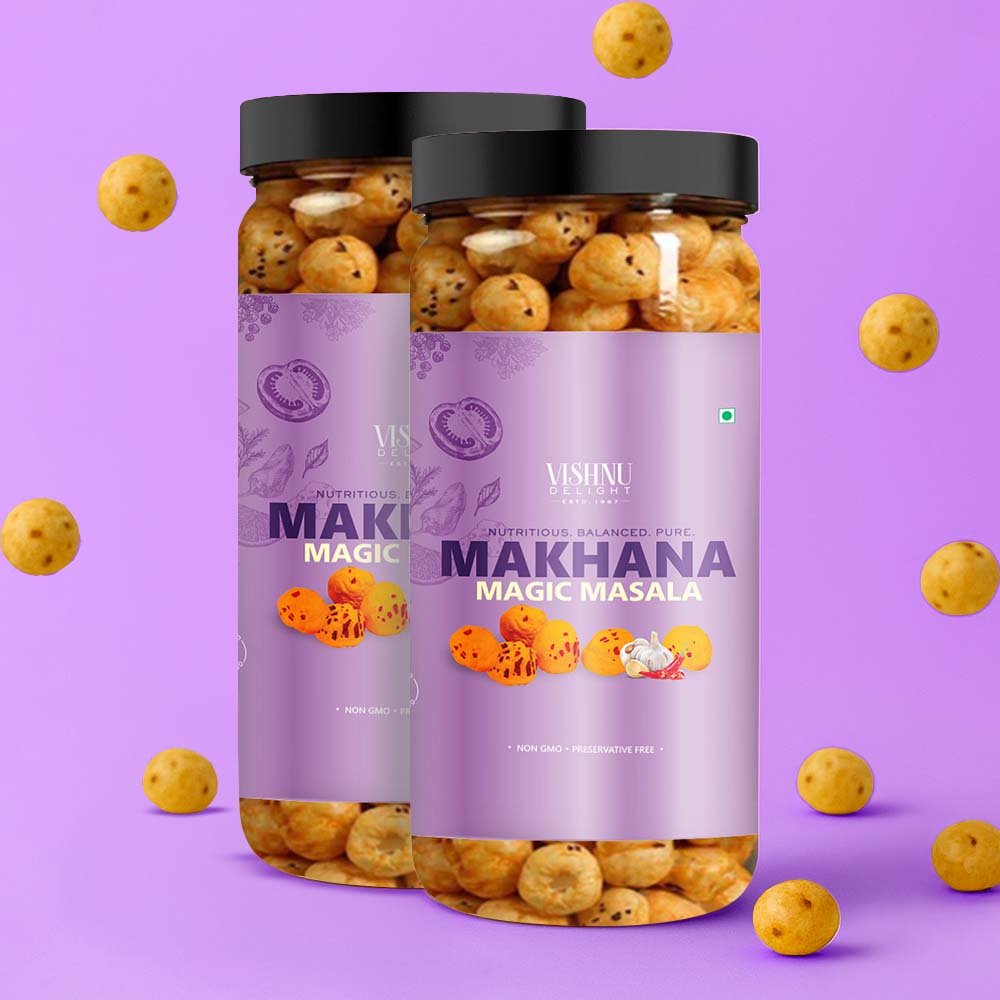 Healthy roasted makhana with zesty magic masala flavor