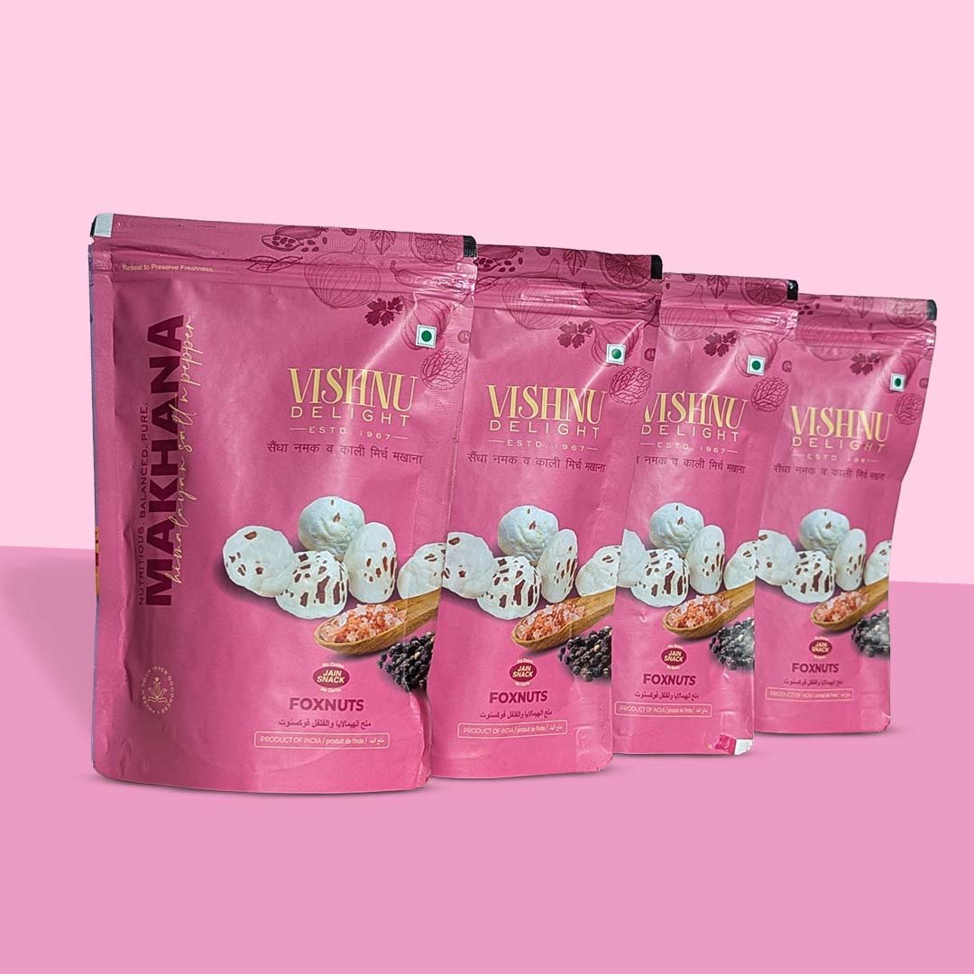 Vishnu Delight roasted fox nuts natural Himalayan salt pepper