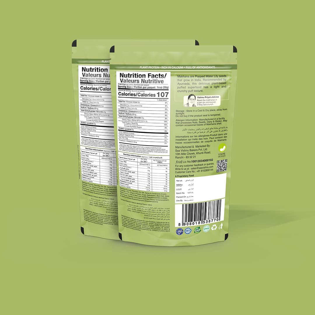 Vishnu Delight Mint Masti Organic Roasted Fox Nuts – Healthy Minty Snack