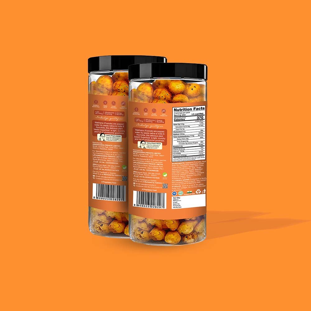 Vishnu Delight organic makhana peri peri jar perfect evening crunchy snack