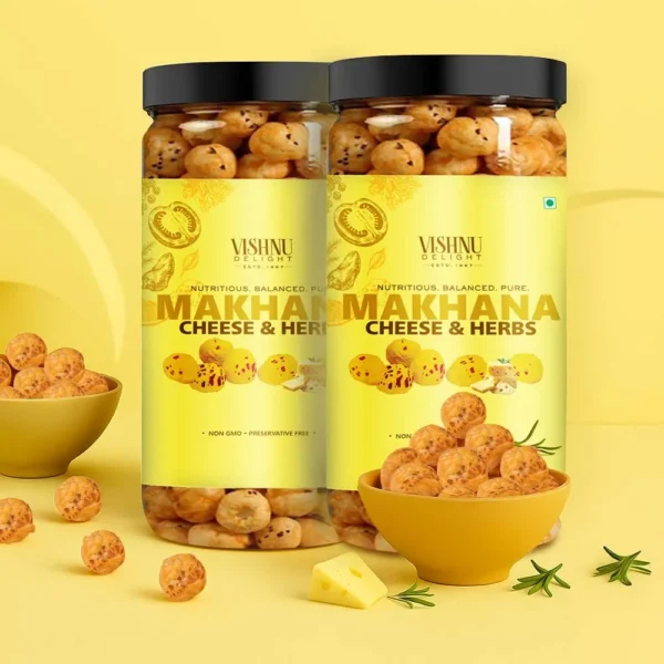 Cheese & Herbs Makhana Jar – Guilt-Free Organic Snack Rich in Nutrition