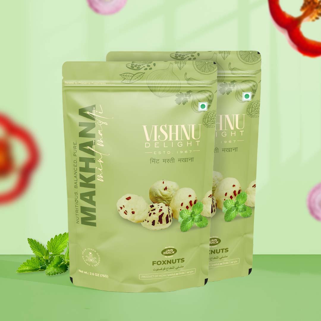 Vishnu Delight Mint Masti Roasted Fox Nuts – Organic Crunchy and Refreshing Snack