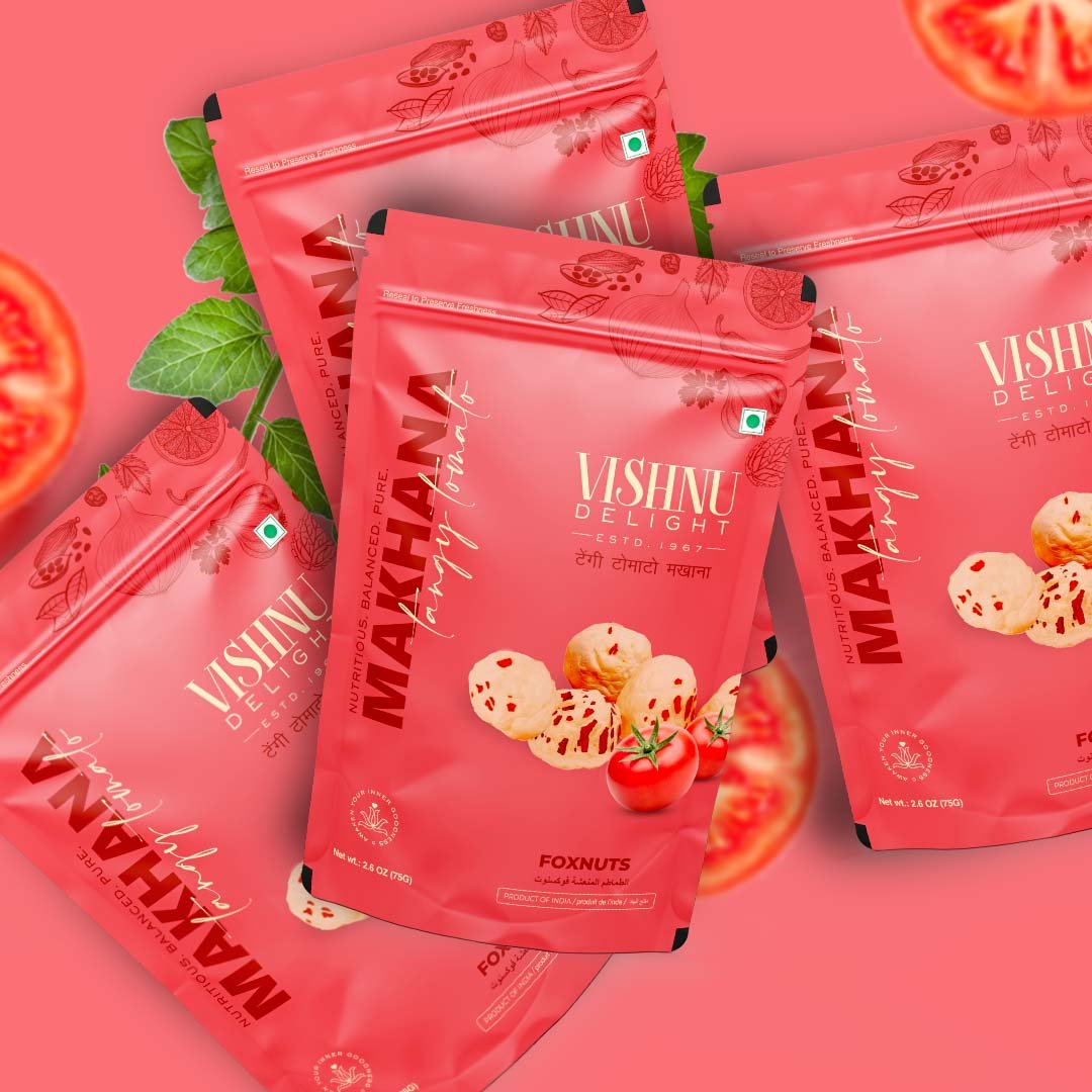 Organic crunchy makhana tomato treat snack Vishnu Delight