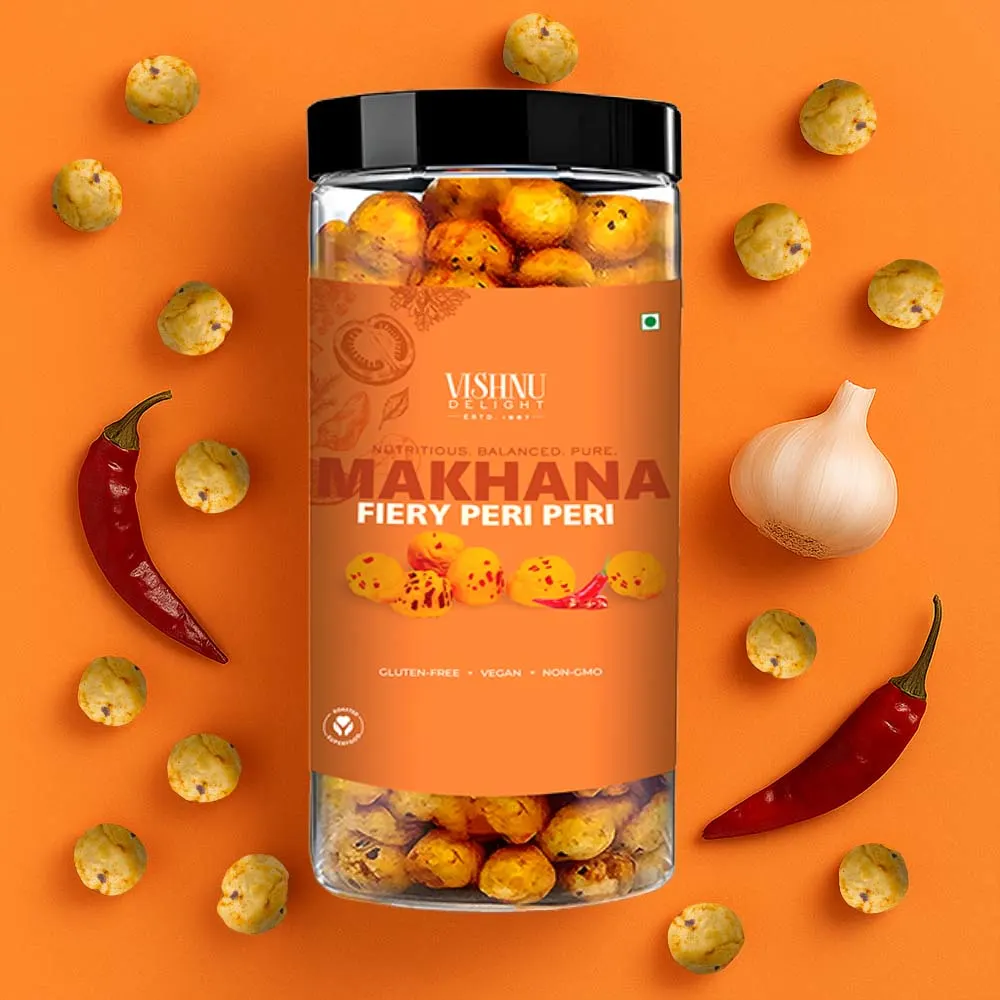 Lime Peri Peri Roasted Fox Nuts – 90 gm Snack Jar