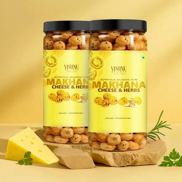 Vishnu Delight Organic Cheese & Herbs Makhana – Pack of 2 for Healthy Snacking