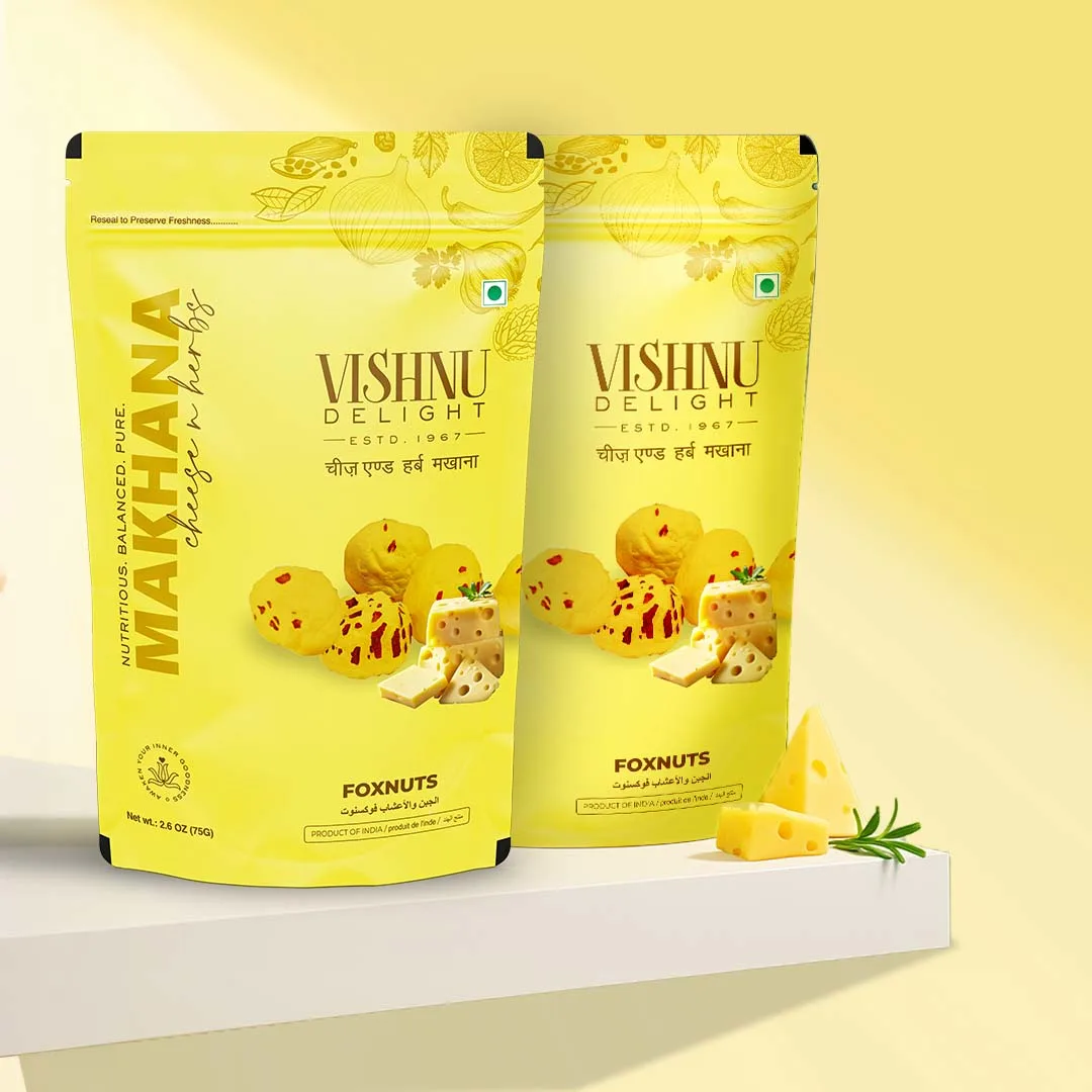 Vishnu Delight Cheese & Herbs Organic Makhana – 2 × 60g Pouches