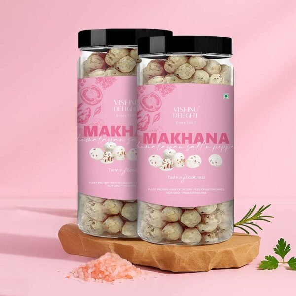 Vishnu Delight Organic Roasted Fox Nuts Salt & Pepper Pack of 2 JAR